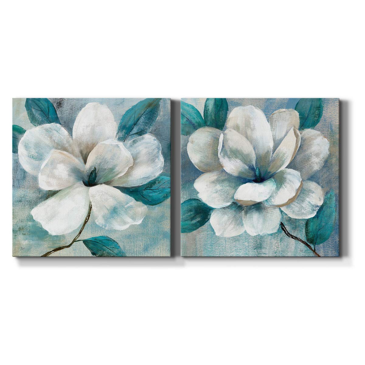 Renditions Gallery Teal Magnolia I Wall Art, Premium Gallery Wrapped Canvas Decor, Ready to Hang, 32 in H x 32 in W, Made in America Print