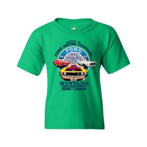 Ford Mustang Youth T-Shirt Detroit Mi. 1903 Ford Motor Company Licensed Kids Green Small