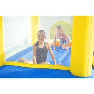 Bestway H2OGO! Beach Bounce House Kids Outdoor Inflatable Water Slide Park with Water Wall, Ground Stakes, Storage Bag, and Air Blower for Quick Setup