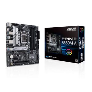 asus prime b560m-a lga 1200 (intel 11th/10th gen) micro atx motherboard (pcie 4.0,2x m.2 slots, 8 power stages, 1 gb lan, dp, dual hdmi,usb 3.2 gen 2 type-c,v-m.2-key e slot for wi-fi,aura sync rgb)