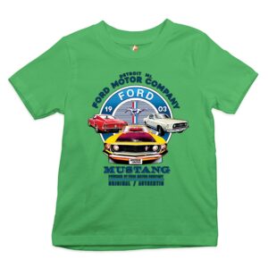 ford mustang youth t-shirt detroit mi. 1903 ford motor company licensed kids green small