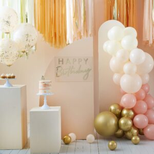 Ginger Ray Gold Foil and Peach Paper Streamer Party Backdrop Decoration 110m Pack