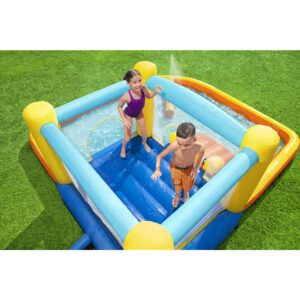 Bestway H2OGO! Beach Bounce House Kids Outdoor Inflatable Water Slide Park with Water Wall, Ground Stakes, Storage Bag, and Air Blower for Quick Setup