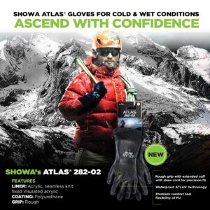 SHOWA 282-02 Waterproof Breathable Insulated Winter/Ski/Ice Glove with Extended Cuff (1 Pair),Black, Medium