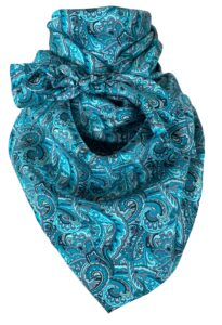 austin accent cowboy bandana 100% silk scarf wild rag 34 inch multiple colors (turquoise paisley)