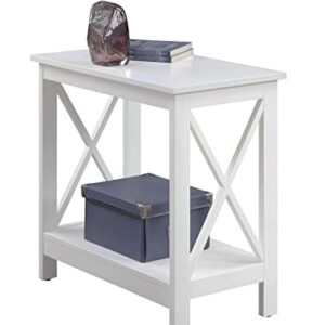 Convenience Concepts Oxford Chairside End Table with Shelf, White