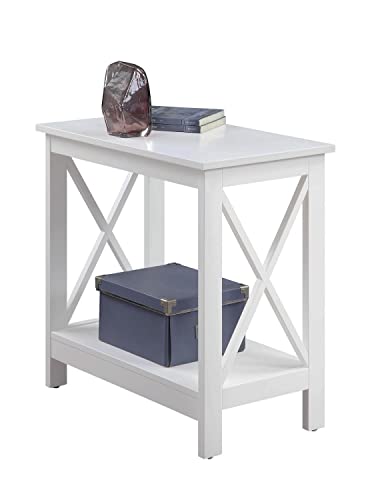 Convenience Concepts Oxford Chairside End Table with Shelf, White