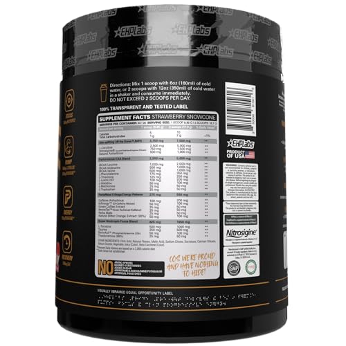 EHP Labs Pride Pre Workout Powder Energy Supplement - Sugar Free Preworkout for Men & Women, Energy Powder Boost Drink with BCAA - 280mg of Caffeine - Strawberry Snowcone (40 Servings)