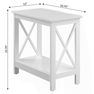 Convenience Concepts Oxford Chairside End Table with Shelf, White