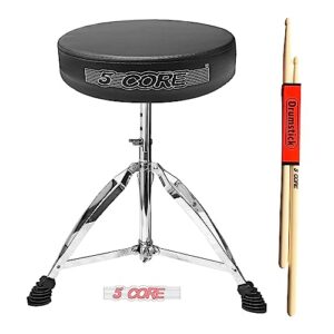 5 CORE Drum Throne Height Adjustable Guitar Stool Thick Padded Memory Foam DJ Chair Seat with Anti Slip Feet Multipurpose Musician Chair for Adults and Kids Drummer Cello Guitar Player DS CH BLK