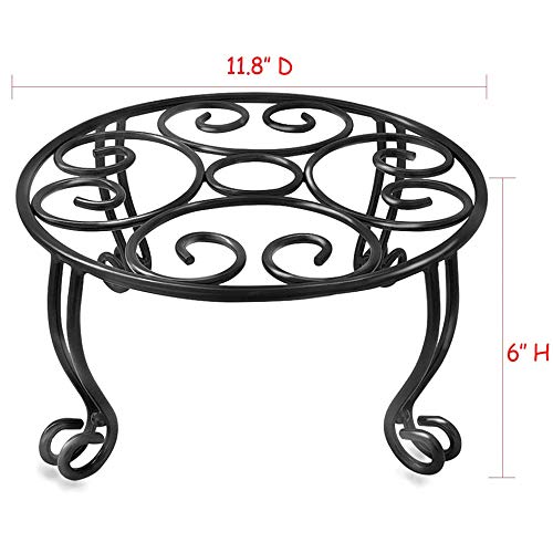 Uuuda 2 Pack Plant Stand 6IN Tall Indoor Outdoor for Flower Pot Metal Garden Container Round Supports Rack,11.8 Inches Black