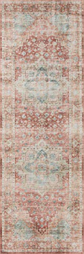 Loloi II Heidi Collection HEI-01 Area Rug 8' 6" x 11' 6" Terracotta/Aqua Rectangular 0.13" Thick