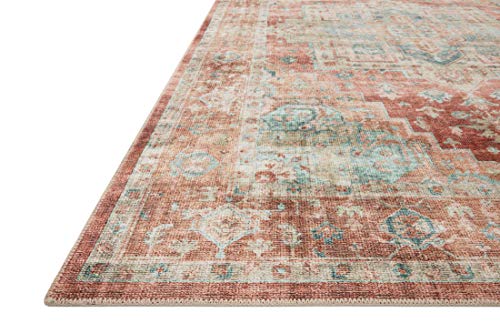 Loloi II Heidi Collection HEI-01 Area Rug 8' 6" x 11' 6" Terracotta/Aqua Rectangular 0.13" Thick