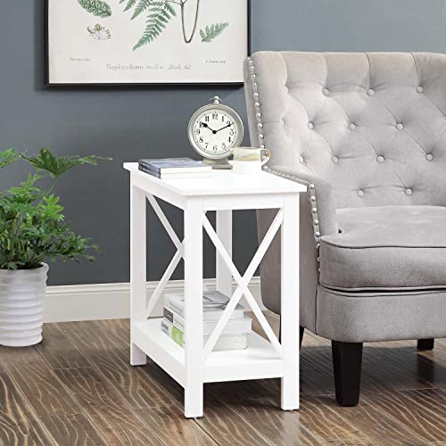 Convenience Concepts Oxford Chairside End Table with Shelf, White