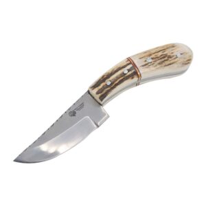 wild turkey handmade collection full tang fixed blade hunting knife w/genuine leather sheath (stag)