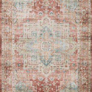 Loloi II Heidi Collection HEI-01 Area Rug 8' 6" x 11' 6" Terracotta/Aqua Rectangular 0.13" Thick