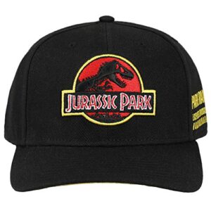 jurassic park embroidered snap back black dad hat