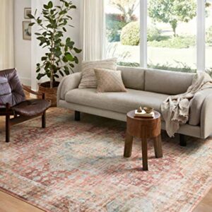 Loloi II Heidi Collection HEI-01 Area Rug 8' 6" x 11' 6" Terracotta/Aqua Rectangular 0.13" Thick