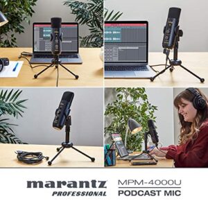 Marantz Professional MPM-4000U Podcast Mic - USB Condenser Microphone With Mixer and Headphone Output for Podcasting, Live Streaming, YouTube Projects