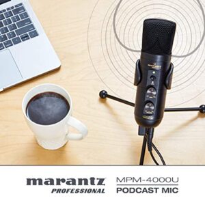 Marantz Professional MPM-4000U Podcast Mic - USB Condenser Microphone With Mixer and Headphone Output for Podcasting, Live Streaming, YouTube Projects