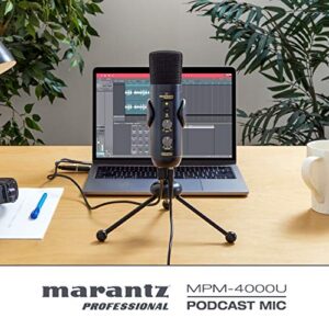 Marantz Professional MPM-4000U Podcast Mic - USB Condenser Microphone With Mixer and Headphone Output for Podcasting, Live Streaming, YouTube Projects