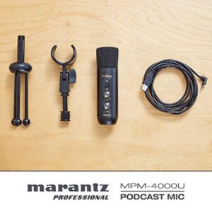 Marantz Professional MPM-4000U Podcast Mic - USB Condenser Microphone With Mixer and Headphone Output for Podcasting, Live Streaming, YouTube Projects