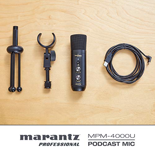 Marantz Professional MPM-4000U Podcast Mic - USB Condenser Microphone With Mixer and Headphone Output for Podcasting, Live Streaming, YouTube Projects