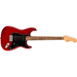 Fender Noventa Stratocaster Electric Guitar, Pau Ferro Fingerboard, Crimson Red Transparent