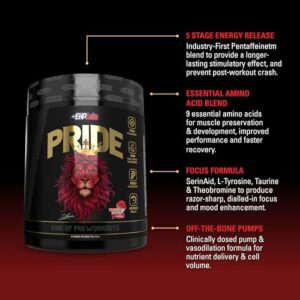 EHP Labs Pride Pre Workout Powder Energy Supplement - Sugar Free Preworkout for Men & Women, Energy Powder Boost Drink with BCAA - 280mg of Caffeine - Strawberry Snowcone (40 Servings)