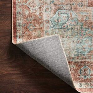 Loloi II Heidi Collection HEI-01 Area Rug 8' 6" x 11' 6" Terracotta/Aqua Rectangular 0.13" Thick