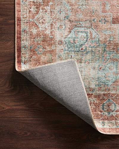 Loloi II Heidi Collection HEI-01 Area Rug 8' 6" x 11' 6" Terracotta/Aqua Rectangular 0.13" Thick