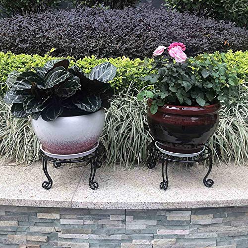 Uuuda 2 Pack Plant Stand 6IN Tall Indoor Outdoor for Flower Pot Metal Garden Container Round Supports Rack,11.8 Inches Black