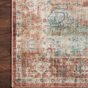 Loloi II Heidi Collection HEI-01 Area Rug 8' 6" x 11' 6" Terracotta/Aqua Rectangular 0.13" Thick