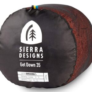 Sierra Designs Get Down 35 Degree Sleeping Bag - 550 Fill Power DriDown (PFC Free), Mummy Style Camping & Backpacking Sleeping Bags for Men & Women, Stuff Sack Included (Regular)