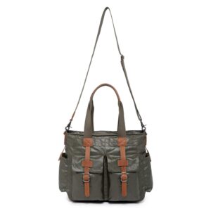 TSD Brand Urban Light Coated Canvas Tote Bag (ARMYGREEN)