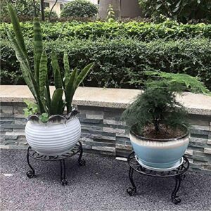 Uuuda 2 Pack Plant Stand 6IN Tall Indoor Outdoor for Flower Pot Metal Garden Container Round Supports Rack,11.8 Inches Black