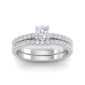 1.00 Carat TW Diamond Solitaire Bridal Set Engagement Rings in 10k White Gold (H-I, I2)