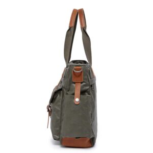 TSD Brand Urban Light Coated Canvas Tote Bag (ARMYGREEN)