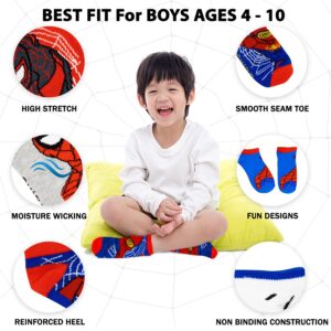 Marvel Spider-Man Socks for Boys, 10 Pairs Low Cut Socks for Boys Ages 3-9