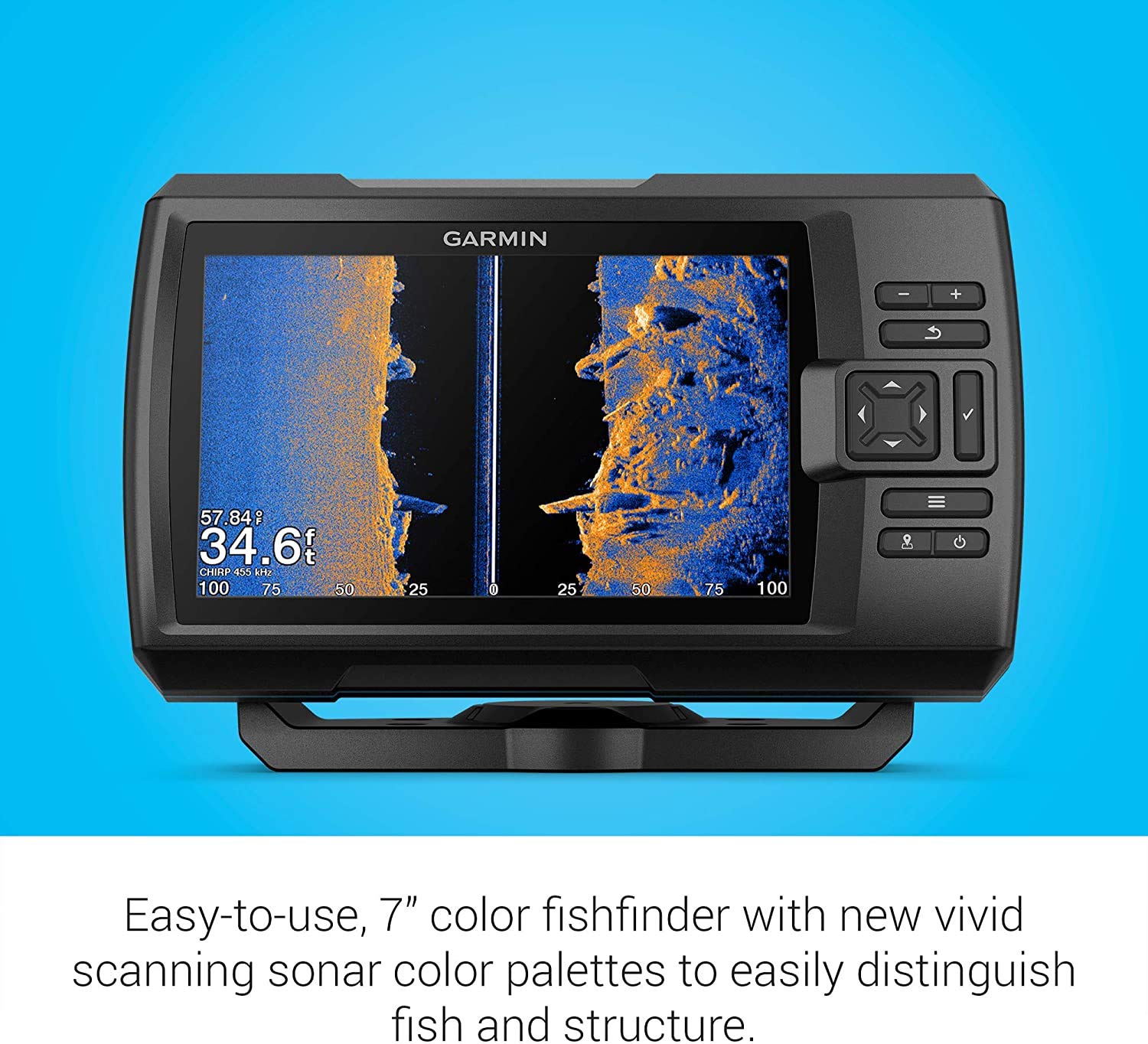 Garmin Striker Vivid 7sv Bundle with Transducer and Protective Cover, 7-inch Color Fishfinder, Vivid Scanning Sonar Color Palettes 010-02553-00