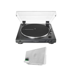 Audio-Technica AT-LP60XBT-BK Fully Automatic Bluetooth Belt-Drive Turntable Bundle with Hyperion Vacuum Tube Bluetooth 5.0 Speaker System (2 Items)