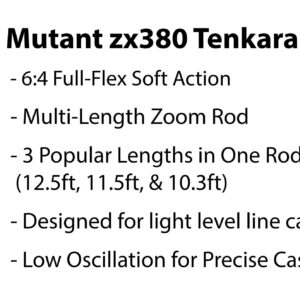 DRAGONtail Mutant zx380 Zoom 3 Length Tenkara Fishing Rod (Soft Action Rod) (with Furled Line Kit)