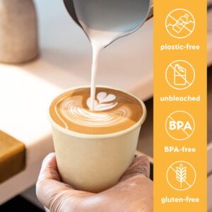 100% Compostable Disposable Coffee Cups [16oz 80 Pack] Paper Cups Made from Bamboo, Eco-Friendly, Biodegradable Premium Party Cups, Natural Unbleached by Earth's Natural Alternative