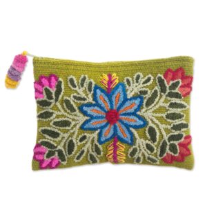 novica multicolor alpaca clutch bag, floral flourish'