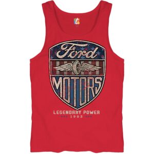 ford motors legendary power tank top automotive licensed men's top red xx-large