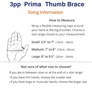 3-Point Products 3pp Prima Thumb Brace, Adjustable Brace for CMC Thumb Arthritis and Other Injuries, Right Hand, Size Small