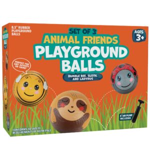 Gaga Ball Xtreme 3 Pack - 8.5 Inch Animal Playground Balls w Air Pump - Durable Rubber Balls for Kickball, Dodge Ball, Handball, Four Square, Camp, Kids Party Games - Great for Outside Summer Play