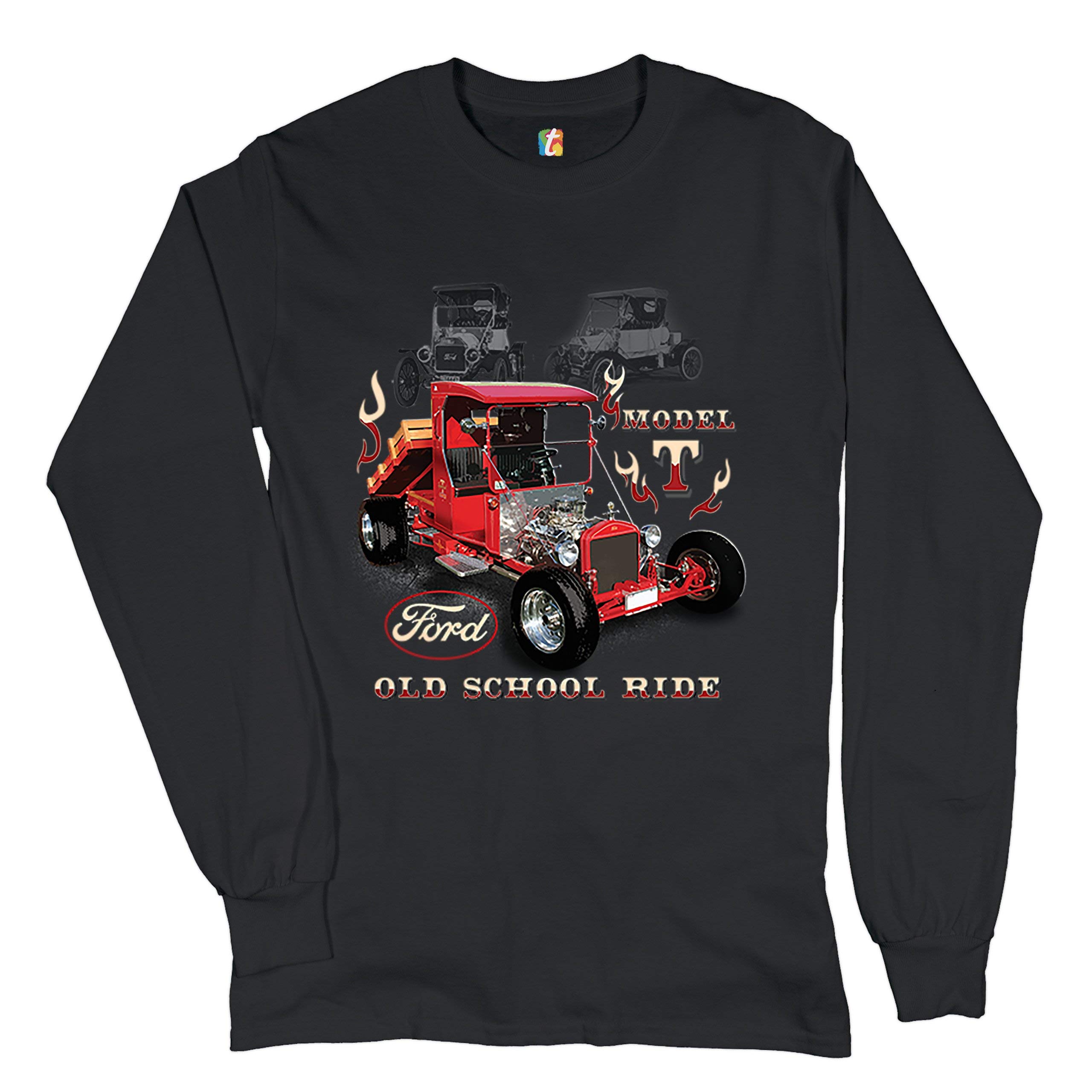 Ford Model T Old School Ride Long Sleeve T-Shirt Vintage Hot Rod Licensed Black Medium