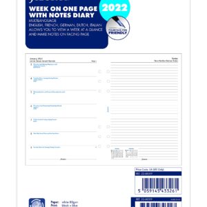 Filofax A5 week on one page with notes 2022 diary refill