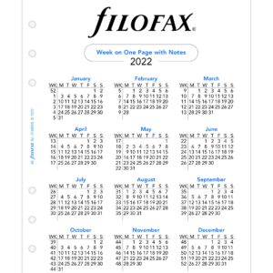 Filofax A5 week on one page with notes 2022 diary refill